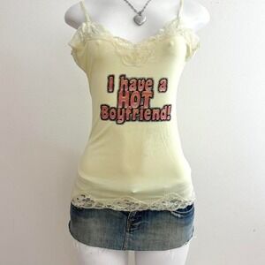 i have a hot boyfriend lace trim cami y2k graphic tank